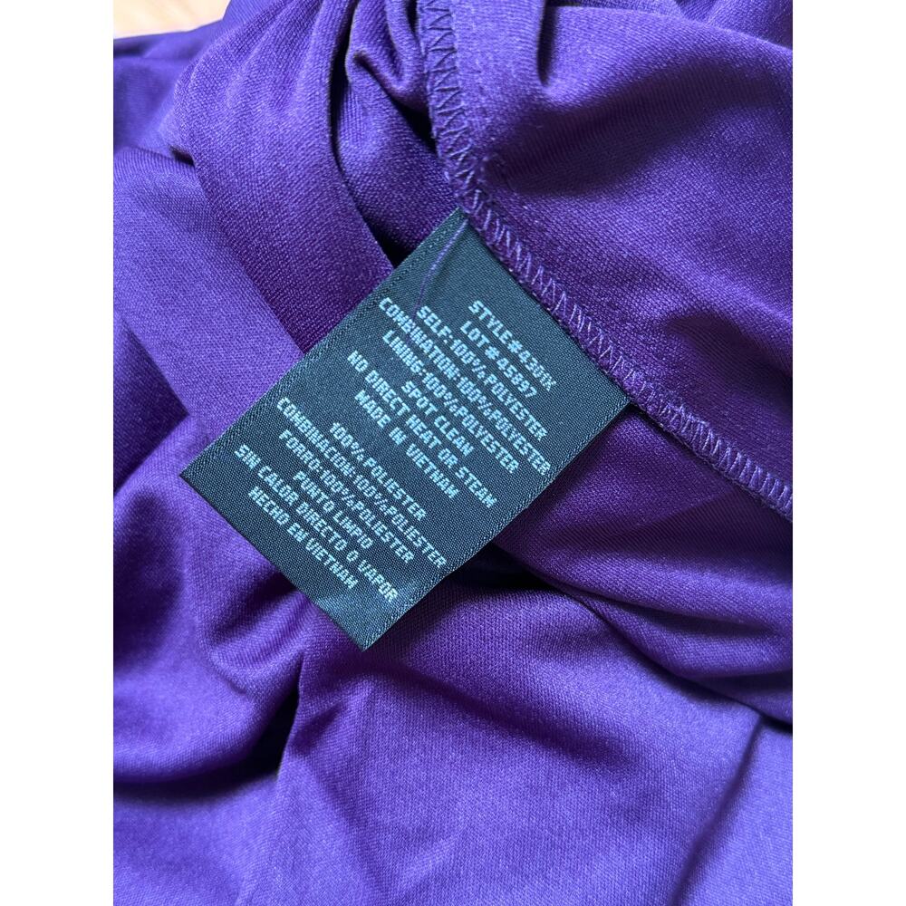 Xscape Evening Dress Plum Lace Draped Formal Beaded Flutter Sleeves Size 16 NWT - Picture 10 of 10